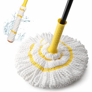 KeFanta　床掃除用の自動絞りツイストモッ スカーリングパッド付きロングハンドルモップ