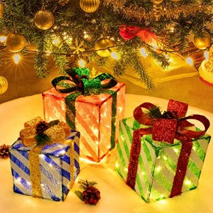 リケニー クリスマスデコレーション ライト付きギフトボックス ライトアップギフトボックス