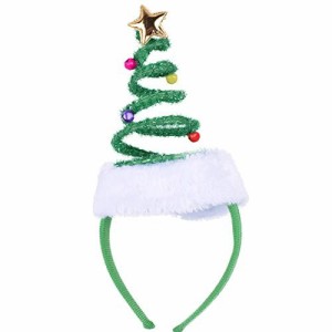 ADJOY バネのようなクリスマス ツリー ヘッドバンド ベル付き サンタ ヘッドウェア - フリーサイズ