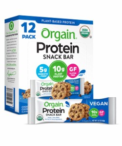 Orgain Organic Protein Bar チョコレートチップクッキードウ - 10gのプロテイン 1.41オンス、12個入り（パッケージは異なる場合がありま