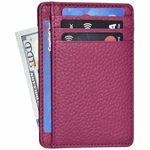 オーク レザー ピンク ウォレット レディース RFID ミニマリスト デザイン フロント ポケット カード ホルダー ウォレット