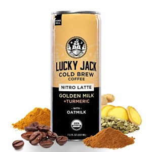 ラッキー ジャック コールド ブリュー コーヒー ゴールデン ミルク + ターメリック  w/ オーツ ミルク (12 パック、7.5 オンス缶)