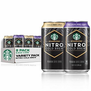 Starbucks Nitro Cold Brew、2 フレーバー スイート クリーム バラエティ パック、9.6 オンス缶 (8 パック)