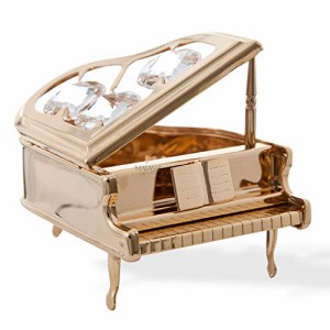 Matashi 24K金メッキ クラシック グランドピアノ 記念品 卓上飾り 本物の水晶で作った楽器置物
