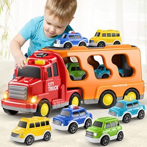TEMI トラックのおもちゃ 3 4 5 6 歳の男の子と女の子向け  プッシュ アンド ゴー 
