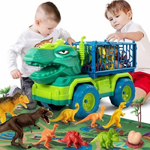 TEMI 恐竜トラックおもちゃ恐竜フィギュア8体付き アクティビティプレイマット