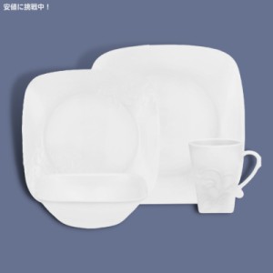 [16個セット・4人分] コレール ガラス食器 チェリッシュ ディナーセット エンボス加工 [白] Corelle 16-Piece Vitrelle Glass Cherish Di