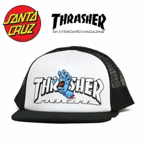 サンタクルーズ × スラッシャー コラボ キャップ ホワイト スクリーミング ロゴ メッシュキャップ SANTA CRUZ THRASHER SCREAMING LOGO 