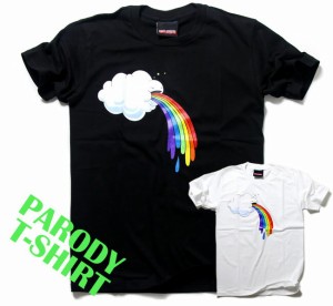 パロディ Tシャツ おもしろ 半袖 Cloud Puking Rainbow メンズ レディース ユニセックス デザインTシャツ おしゃれTシャツ ネタTシャツ 