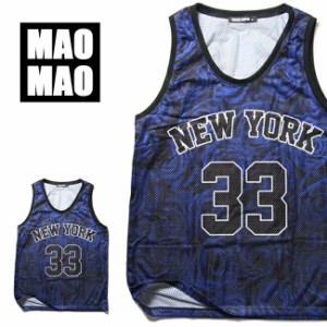 総柄デザイン NEWYORK メッシュバスケットシャツ メンズ ポリエステル S-XL【大きいサイズ タンクトップ ストリート ダンス レディース】