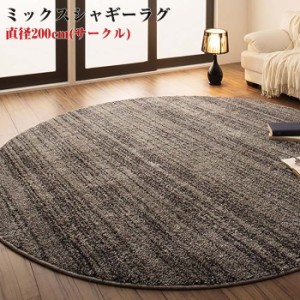 さらふわ国産ミックス シャギーラグ rayures レイユール 直径200cm(サークル) 日本製 カーペット 円形 防ダニ 防音 ナイロン さらふわ国