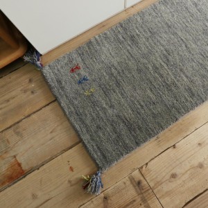 キッチンマット ラグマット マット 上質ウール100％のインドギャッベ キッチンマット 約45x180cm 長方形 ラグ カーペット ロールスクリー