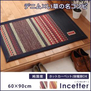 カイハラデニム×マルチパターン柄純国産い草ラグIncetterインセッター 60×90cm