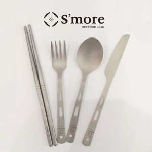 《 カトラリー4点セット/ アウトドア キャンプ　》【S’more /Titanium Cutlery Set】 キャンプ カトラリー 4点セット アウトドア ナイフ