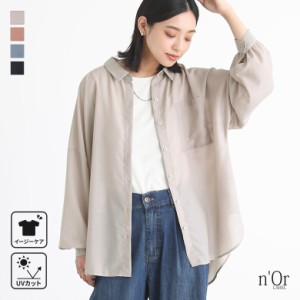 ＜春新作＞『防シワ＆UVカット加工シアーシャツ』※メール便可※【5】[シアーシャツ レディース 春 夏 ブラウス トップス 羽織 長袖 イー