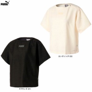 ◆メール便対応商品◆PUMA（プーマ）MODERN BASICS SS トップ（588344） シアサッカー素材 カジュアル 半袖 Tシャツ トップス レディース