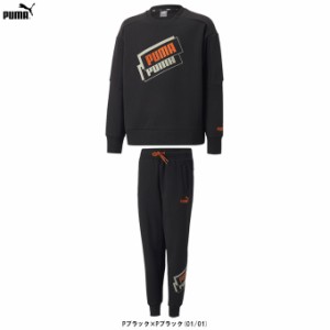 PUMA（プーマ）ALPHA HOLIDAY CREW FL ウェア パンツ 上下セット（672653/672661）スポーツ トレーニング ウェア スウェット ジュニア