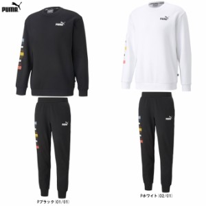 PUMA（プーマ）LOGO REPEAT GRAPHIC クルースウェット パンツ 上下セット（674357/674360）ランニング セットアップ ウェア メンズ