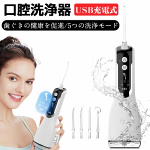 口腔洗浄器 ジェットウォッシャー 歯ブラシ 残電量表示 IPX7防水 水流洗浄 強弱切り替え 舌磨きノズル 330ml水タンク ギフト