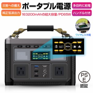 ポータブル電源 大容量 603Wh/163200mAh ソーラー充電対応 PD65W急速充電 ポータブルバッテリー 防災グッズ PSE認証済