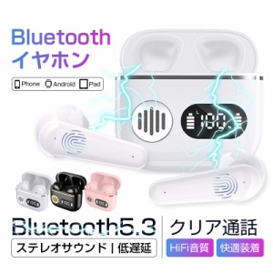 ワイヤレスイヤホン Bluetooth5.3 通話 小型 軽量 500mAh充電ケース付き iPhone/iPad/Androidスマホ/タブレット