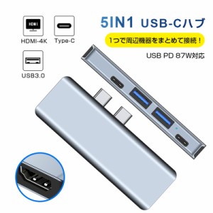 USBハブ ドッキングステーション 5in1 持ち運び便利 防熱強化 汎用性 MacBook Pro / MacBook Air対応 Thunderbolt ダブルType-Cポート