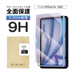 11インチiPad Air（M2） ブルーライトカット 強化ガラスフィルム 液晶保護ガラスフィルム 0.3mm 超薄型 表面硬度9H 耐衝撃 指紋防止