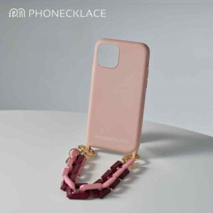 ストラップ&ケース ハンドチェーンストラップ付き 「パウダーピンク」 シリコンケース for iPhone 13 / 13 Pro / 13 Pro Max PHONECKLAC