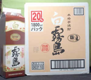 一部地域送料無料 2ケース特売    ヤマト運輸 20度白霧島1.8Lパック×12本  宮崎 霧島酒造(株)