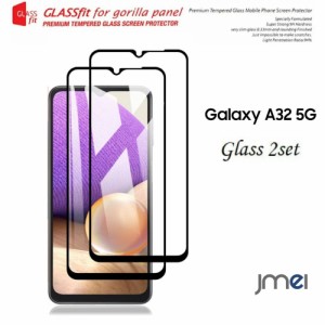 Samsung Galaxy A32 5G SCG08 ケース 日本素材製 強化ガラス ガラスフィルム 2枚セット 黒縁 旭硝子素材 強化ガラス カバー 保護フィルム