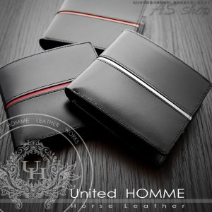 送料無料 United HOMME ユナイテッドオム センターライン 馬革 二つ折り 財布 メンズ ホースレザー ショートウォレット 短財布 革