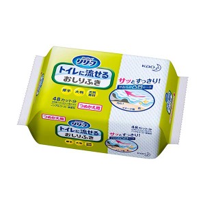 花王 リリーフ トイレに流せるおしりふき 24枚 Kao 無香料 ノンアルコール 厚手 大判 詰め替え 詰替