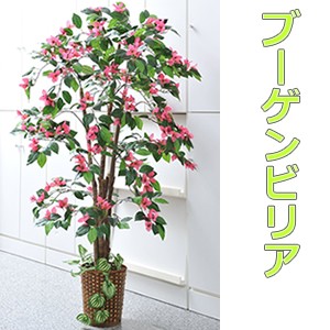 [月/入荷]人工観葉植物 ブーゲンビリア 大型観葉植物 店舗用 リビングにもお勧め 観葉植物 今なら竹製鉢カバー付