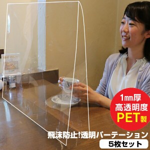 飛沫防止 透明パーテーション 45×50cm 5枚セット 気になる飛沫防止に 透明仕切り板 飛沫阻止 透明仕切り 飲食店