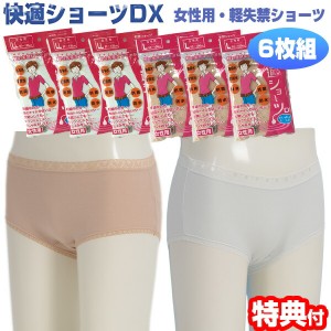 快適ショーツDX 6枚組 女性用 婦人用 失禁パンツ 尿漏れパンツ 介護パンツ 布タイプ 給水パッド 尿漏れ対策 失禁対策 快適ショーツデラッ