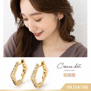 【ゆうパケットOK】ピアス フープピアス 金属アレルギー ニッケルフリー 18kコーティング レディース 中折れ キャッチレス 開閉式 キュー