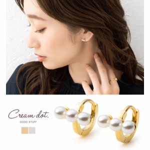 【ゆうパケットOK】ピアス フープピアス レディース 中折れ キャッチレス 開閉式 パール 3連 小粒パール 小さい 小さめ ミニ フィット 大