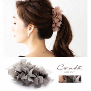 【ゆうパケットOK】バナナクリップ しっかり留まる リボン シフォン ヘアクリップ ヘアアクセサリー 立体 重なり 大人 上品 エレガント 