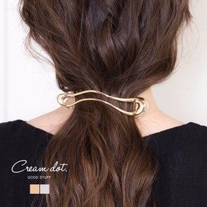 【ゆうパケット送料無料】ヘアクリップ 大きめ ヘアアクセサリー 髪留め まとめ髪 ウェーブ ワイド 太め 変形 横長 メタル 大人 華奢 ゴ