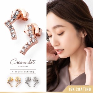 【ゆうパケット送料無料】ピアス 金属アレルギー ニッケルフリー 18kコーティング レディース キュービックジルコニア ビジュー v字 縦型