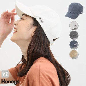 帽子 キャップ ベースボールキャップ ツイル 抗菌防臭汗止めテープ サイズ調整 レディース Honeys ハニーズ サイドロゴキャップ