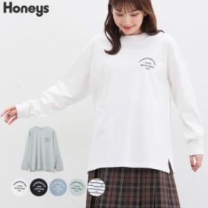 トップス カットソー Tシャツ 長袖 大きめ ゆったり カジュアル 部屋着 レディース SALE セール Honeys ハニーズ 刺繍ロゴＴシャツ