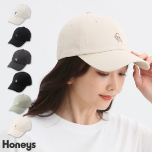 帽子 キャップ ベースボールキャップ ロゴ刺繍 綿 ツイル サイズ調整 カジュアル レディース Honeys ハニーズ ワンポイントキャップ