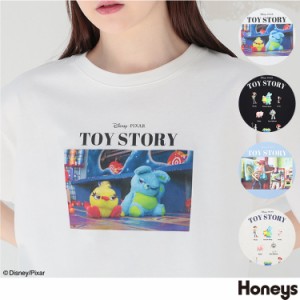 トップス Tシャツ カットソー 半袖 イラストプリント 綿混 オーバーサイズ レディース 夏 SALE セール Honeys ハニーズ トイ・ストーリー