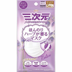 三次元マスク ほんのりハーブが香るマスク ラベンダーの香り 5枚入【興和】【メール便４個まで】