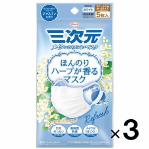 三次元マスク ほんのりハーブが香るマスク ジャスミンの香り 5枚入×３個【興和】【メール便送料無料】