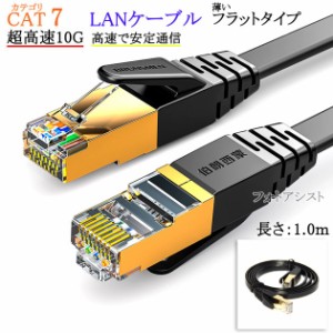 【互換品】ELECOM/エレコム対応 LANケーブル　カテゴリ7準拠 1.0ｍ  平型フラットタイプ STPシールド  RJ45  より線  Part.1　送料無料【