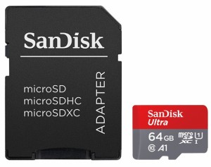 SanDisk サンディスク microSDXCカード Ultra 64GB 100MB/s　667倍速 A1規格 海外パッケージ版 変換アダプタ付き