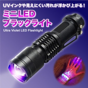 LEDブラックライト 365nm UVインクや見えない汚れを確認 真贋鑑定に 懐中電灯 手のひらサイズ 乾電池式 紫外線ライト XPE365