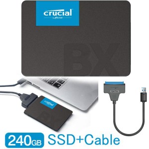 Crucial クルーシャル SSD 240GB BX500 SATA3 内蔵 2.5インチ 7mm CT240BX500SSD1 + SATA-USB3.0変換ケーブル付 3年保証 送料無料 ネコポ